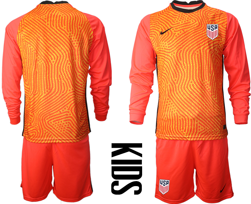 Cheap Youth 2020-2021 Season National team United States goalkeeper Long sleeve red Soccer Jersey